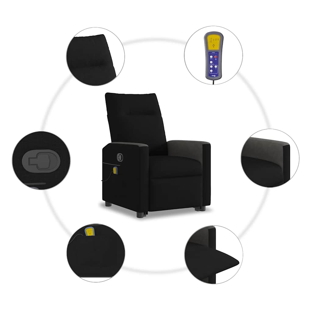 Fauteuil de massage avec aide au verticalisation en tissu noir