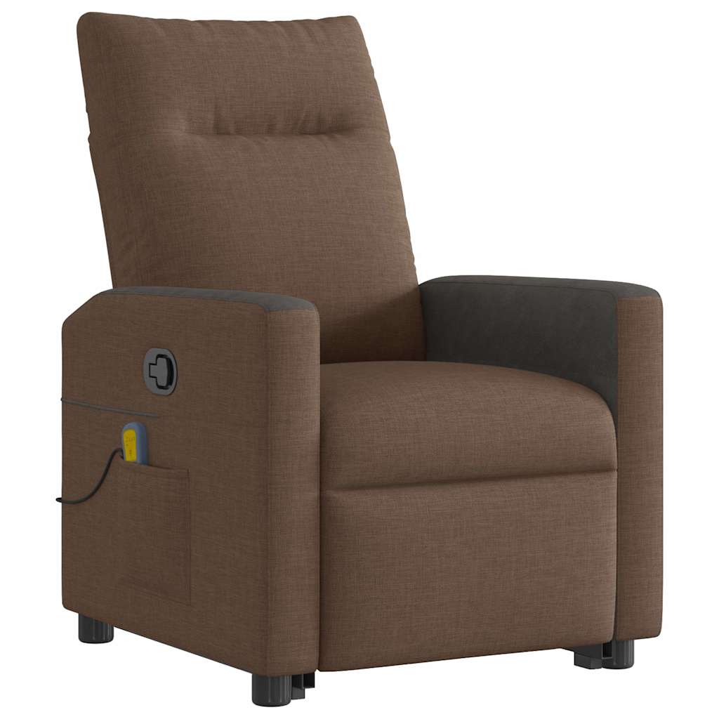 Fauteuil de massage avec aide à la verticalisation en tissu marron