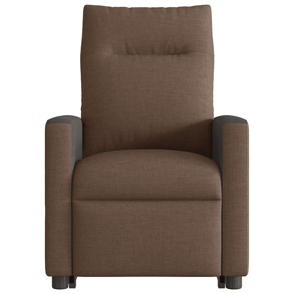 Fauteuil de massage avec aide à la verticalisation en tissu marron