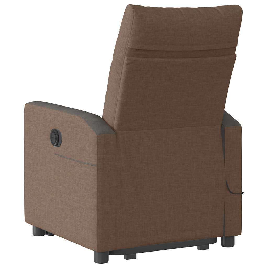 Fauteuil de massage avec aide à la verticalisation en tissu marron