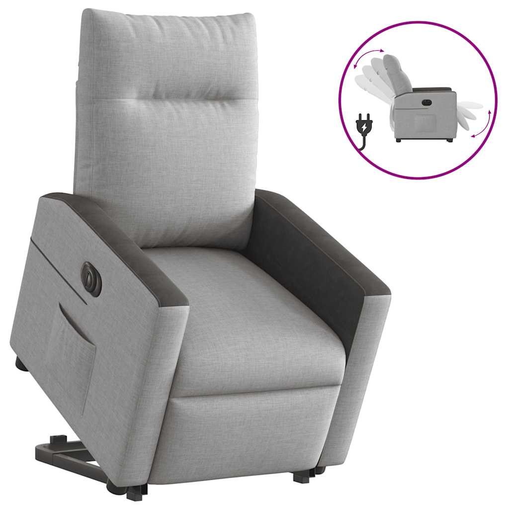 Fauteuil relax avec releveur électrique en tissu gris nuage