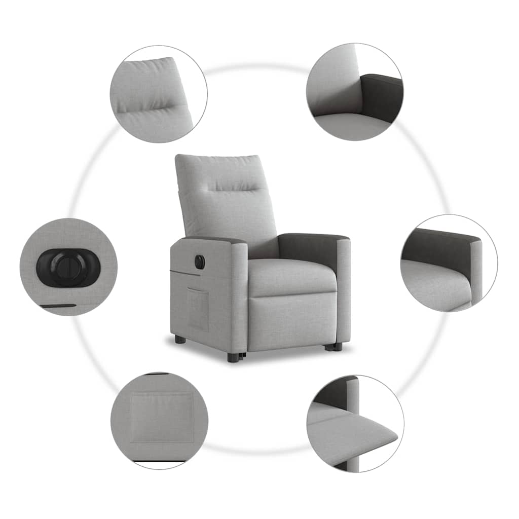 Fauteuil relax avec releveur électrique en tissu gris nuage