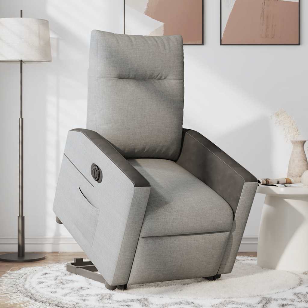 Fauteuil relax avec releveur électrique en tissu gris nuage