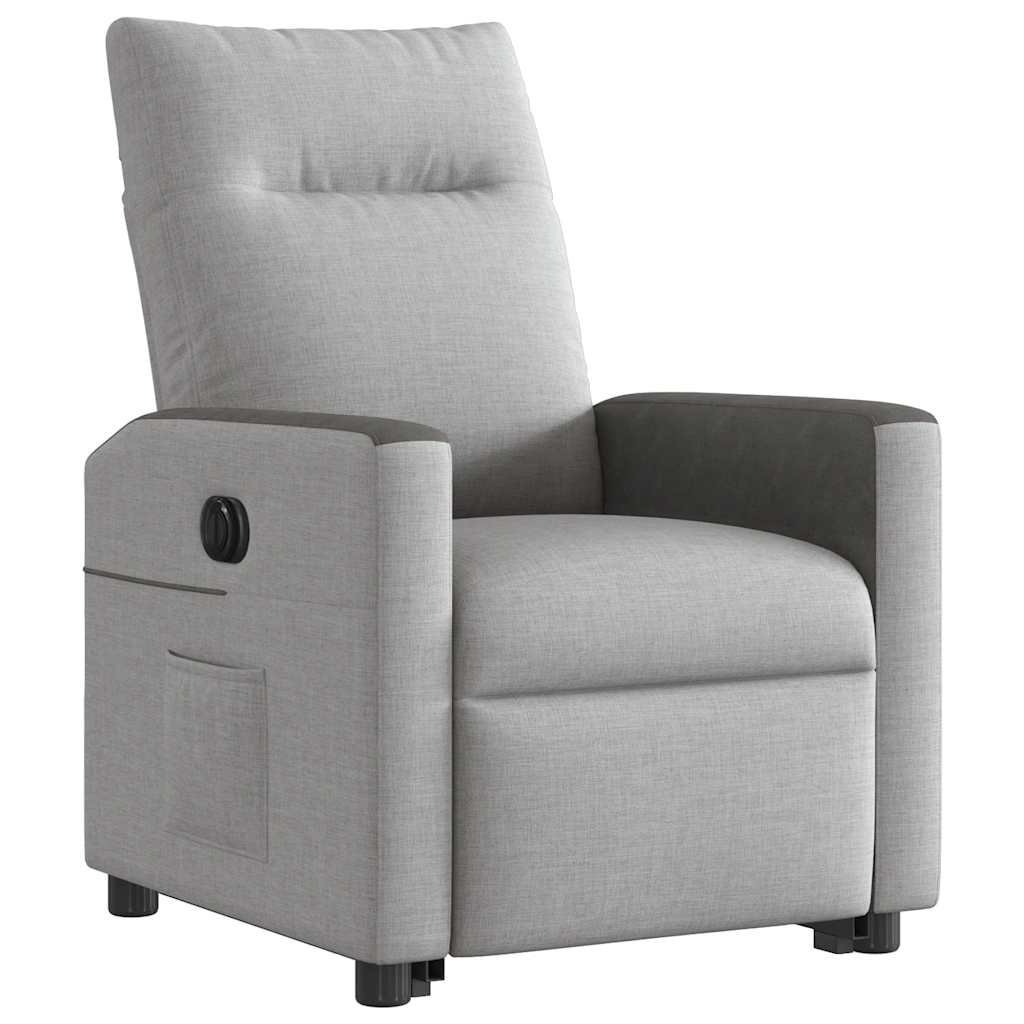 Fauteuil relax avec releveur électrique en tissu gris nuage