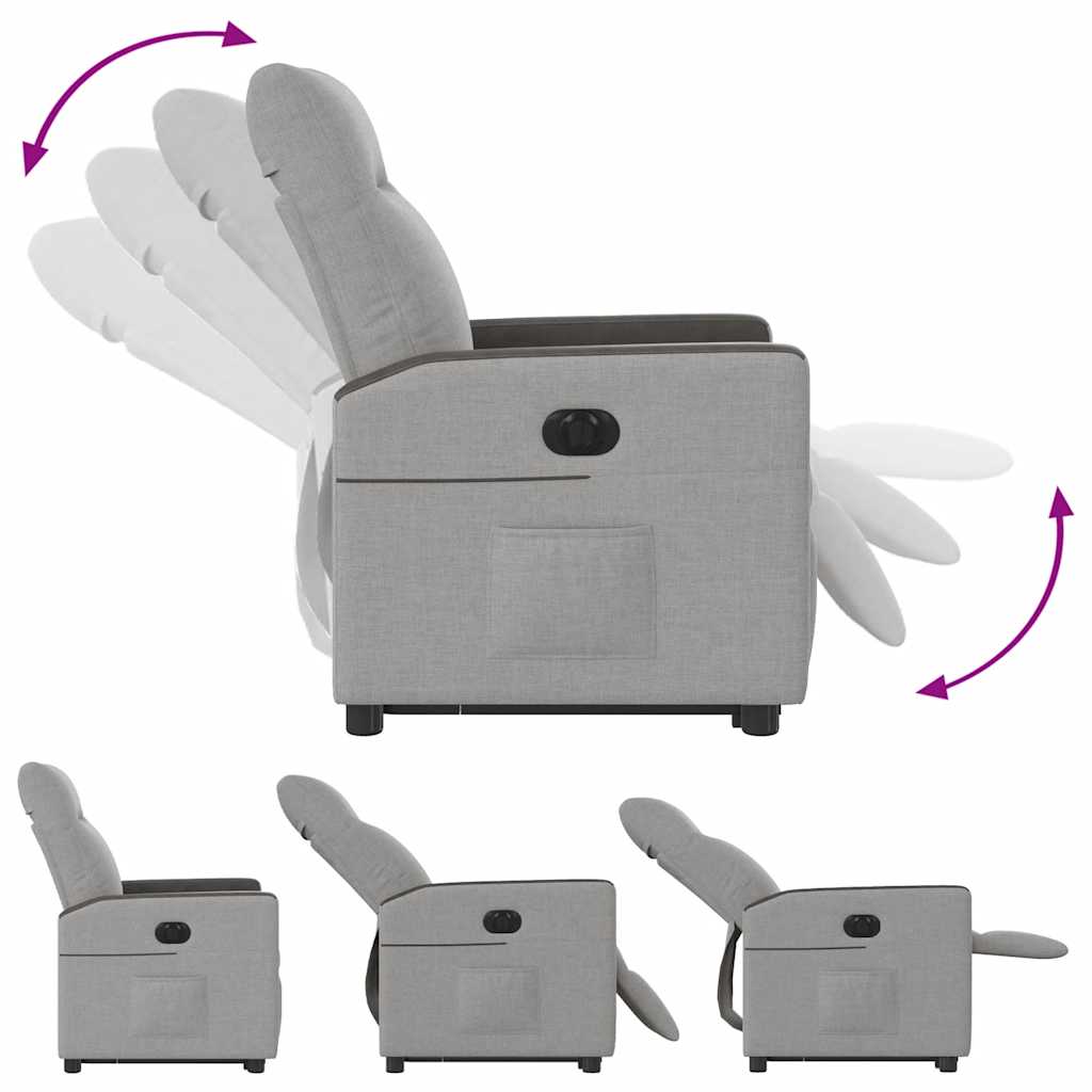 Fauteuil relax avec releveur électrique en tissu gris nuage