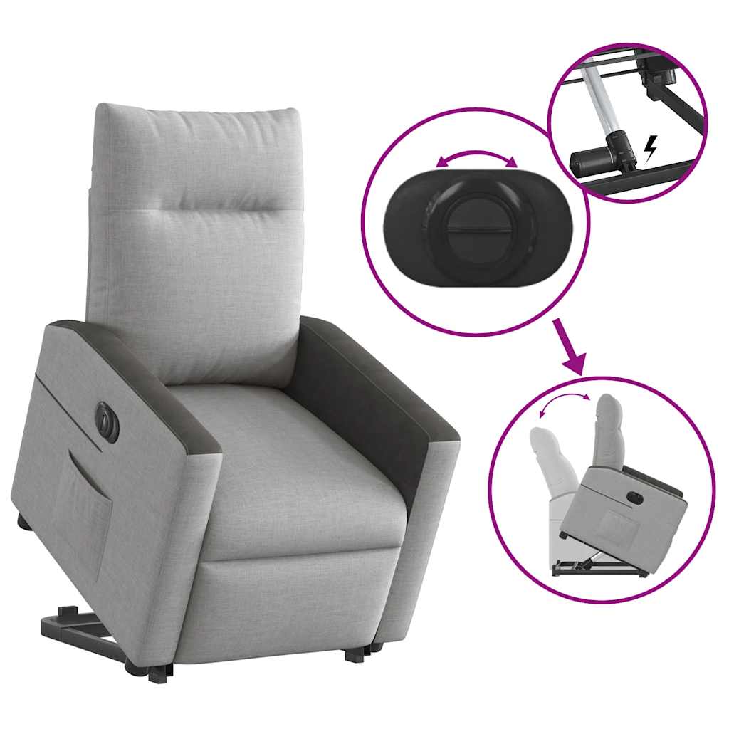 Fauteuil relax avec releveur électrique en tissu gris nuage