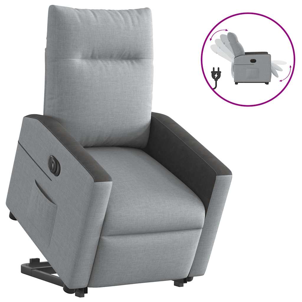 Fauteuil relax avec releveur électrique en tissu gris clair