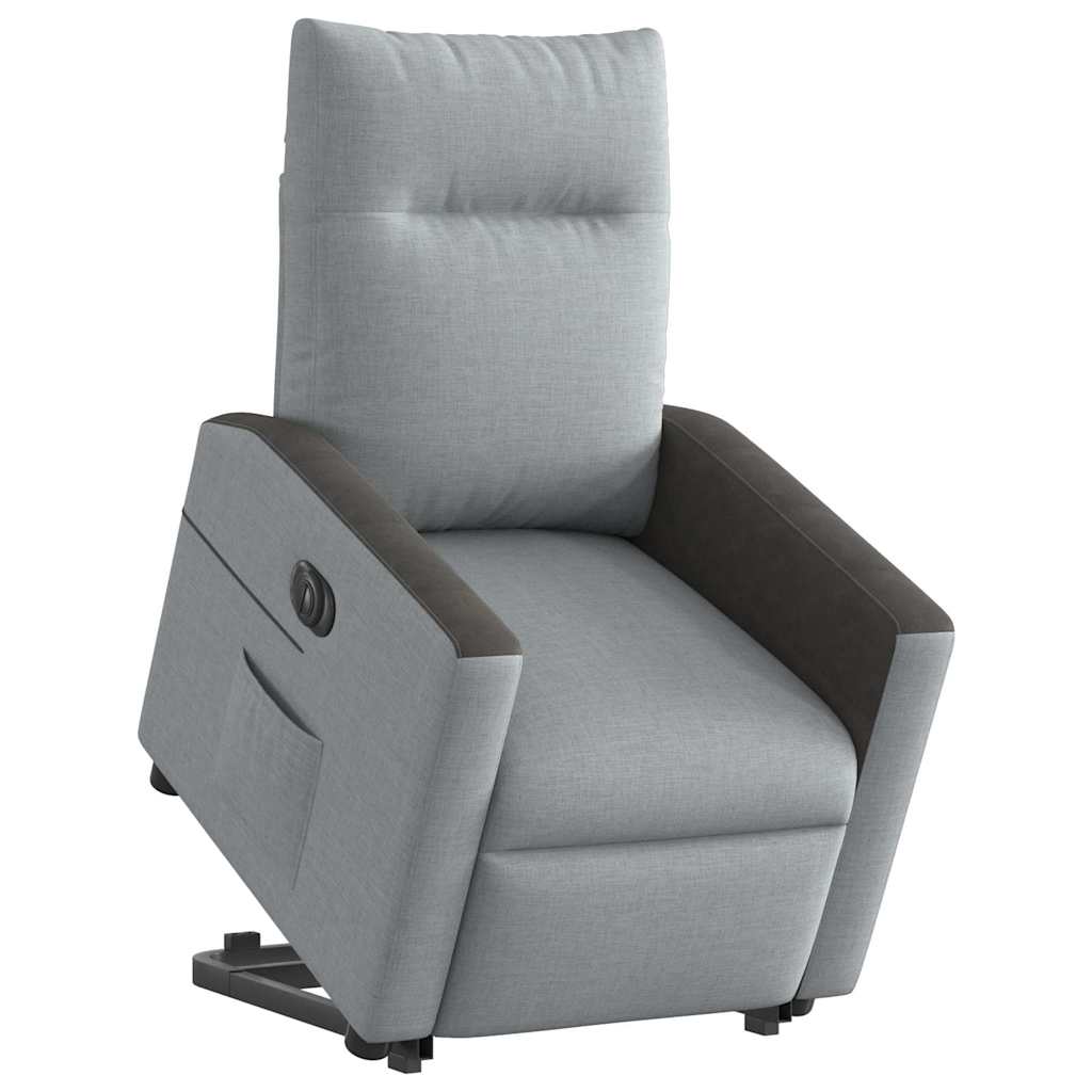 Fauteuil relax avec releveur électrique en tissu gris clair