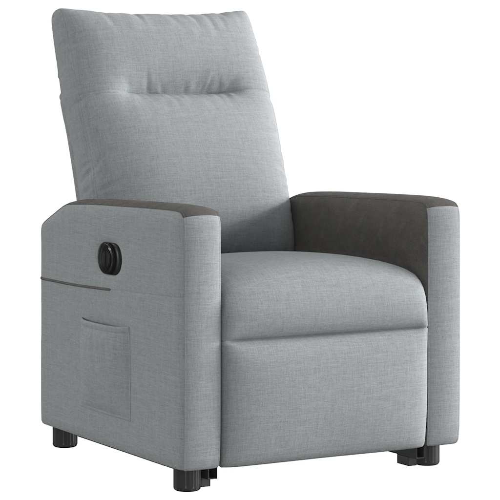 Fauteuil relax avec releveur électrique en tissu gris clair