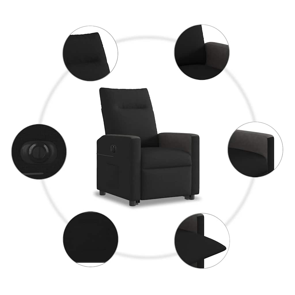 Fauteuil inclinable avec releveur électrique, tissu noir