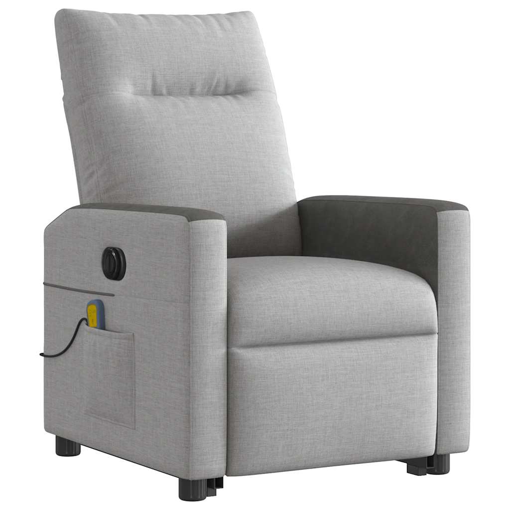 Fauteuil de massage avec aide électrique au verticalisation, tissu gris nuage