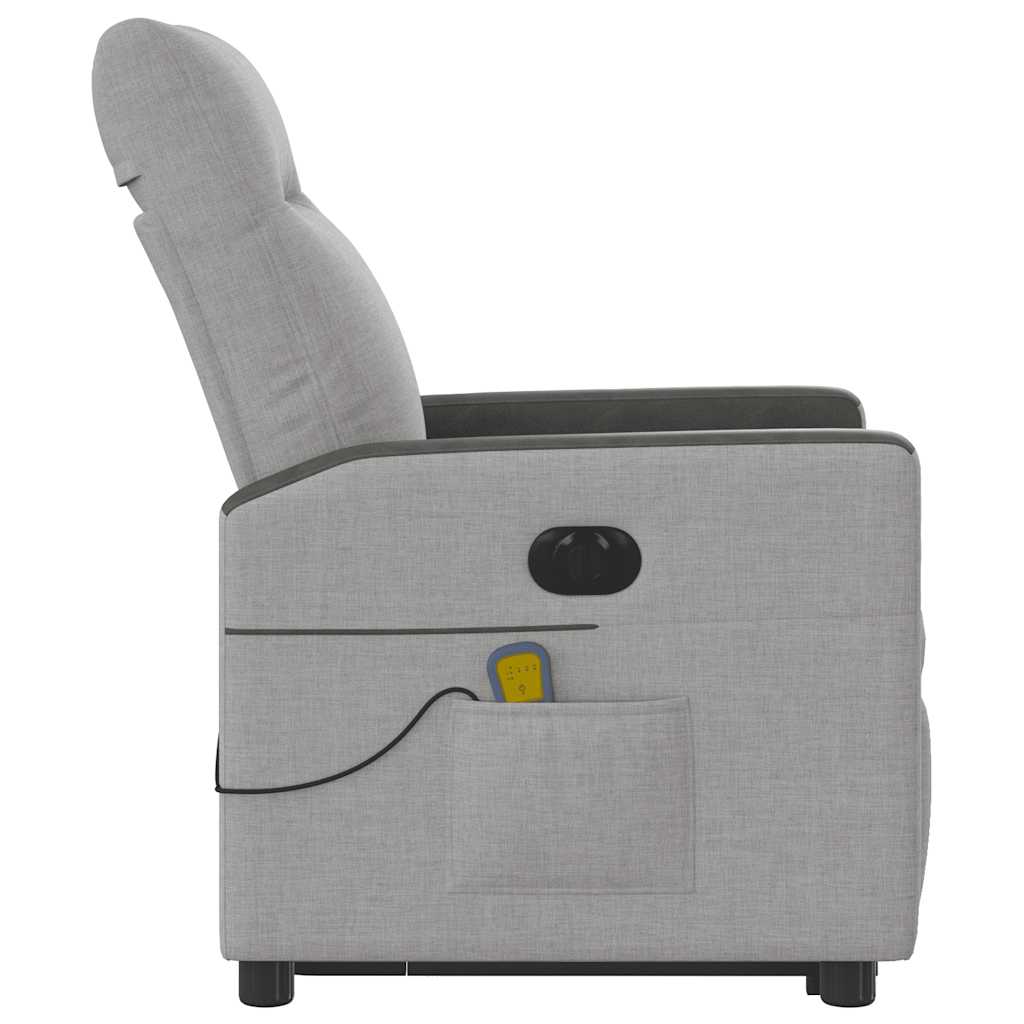 Fauteuil de massage avec aide électrique au verticalisation, tissu gris nuage