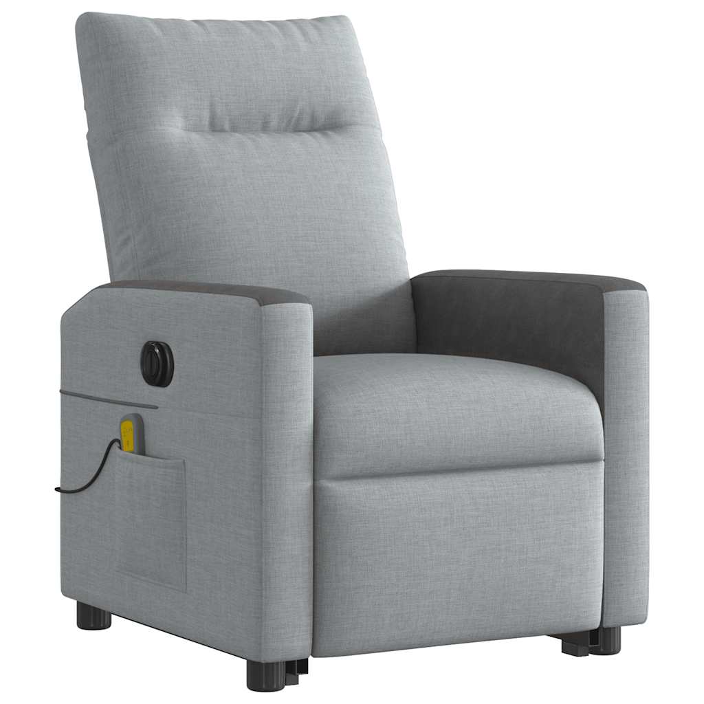 Fauteuil de massage électrique avec aide à la verticalisation en tissu gris clair