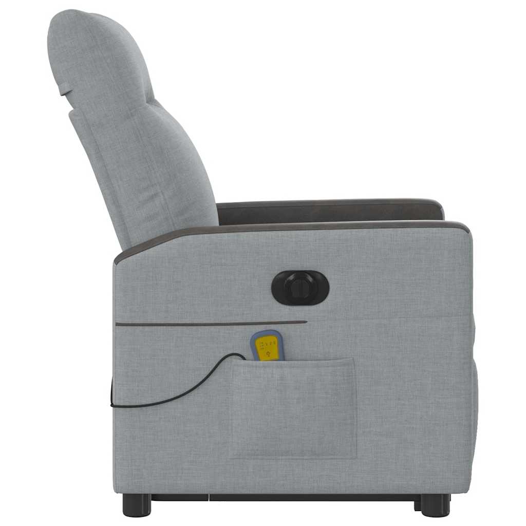 Fauteuil de massage électrique avec aide à la verticalisation en tissu gris clair