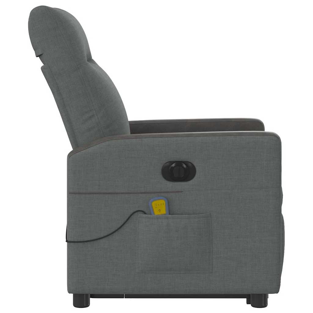 Fauteuil de massage électrique avec aide au verticalisation en tissu gris foncé