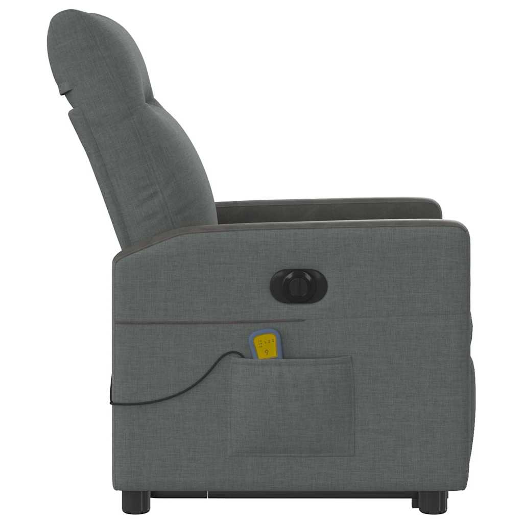 Fauteuil de massage électrique avec aide au verticalisation en tissu gris foncé