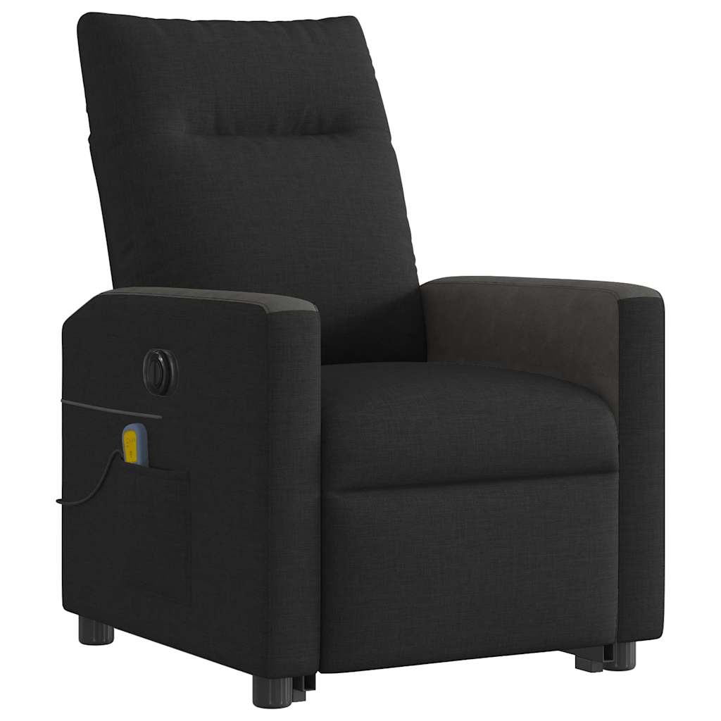 Fauteuil de massage électrique avec aide à la verticalisation, tissu noir