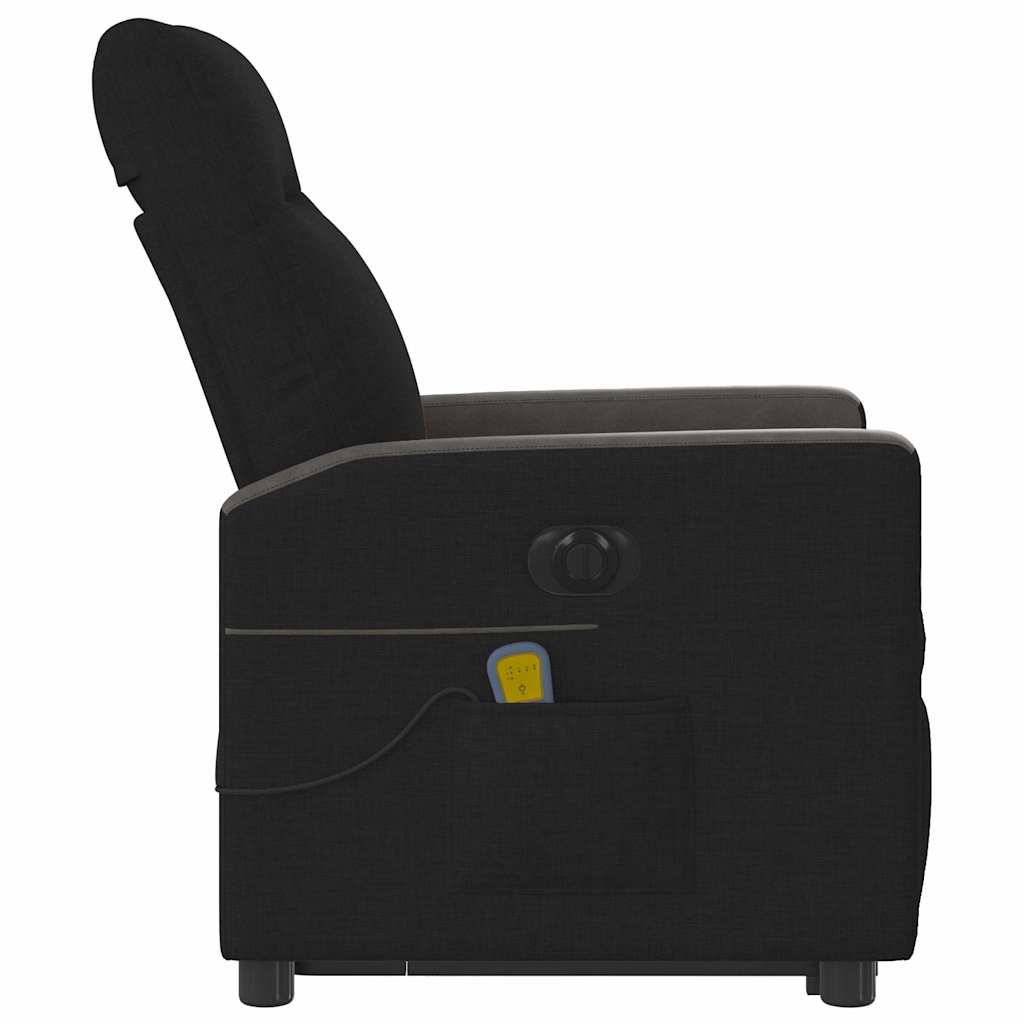 Fauteuil de massage électrique avec aide à la verticalisation, tissu noir
