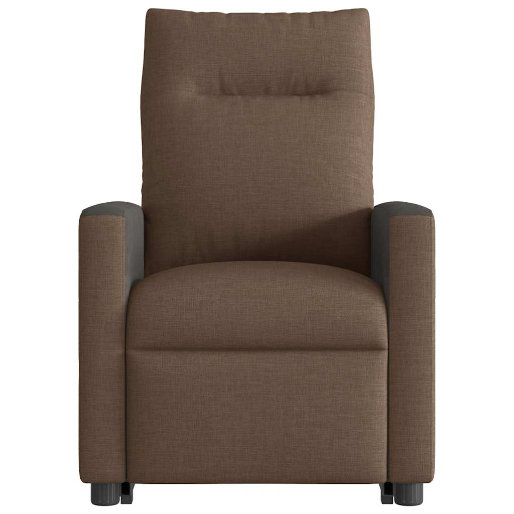 Fauteuil de massage électrique avec aide à la verticalisation en tissu marron