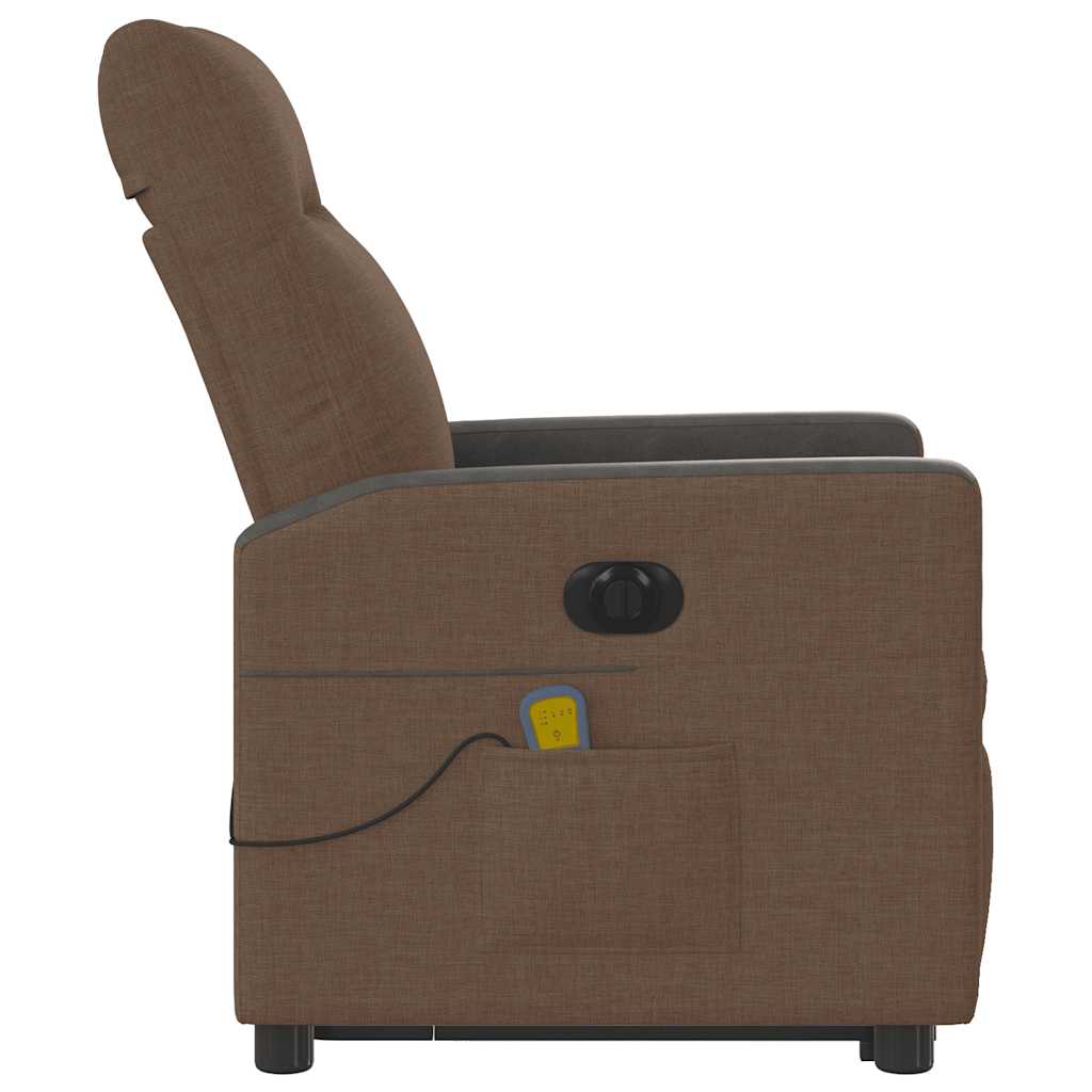 Fauteuil de massage électrique avec aide à la verticalisation en tissu marron