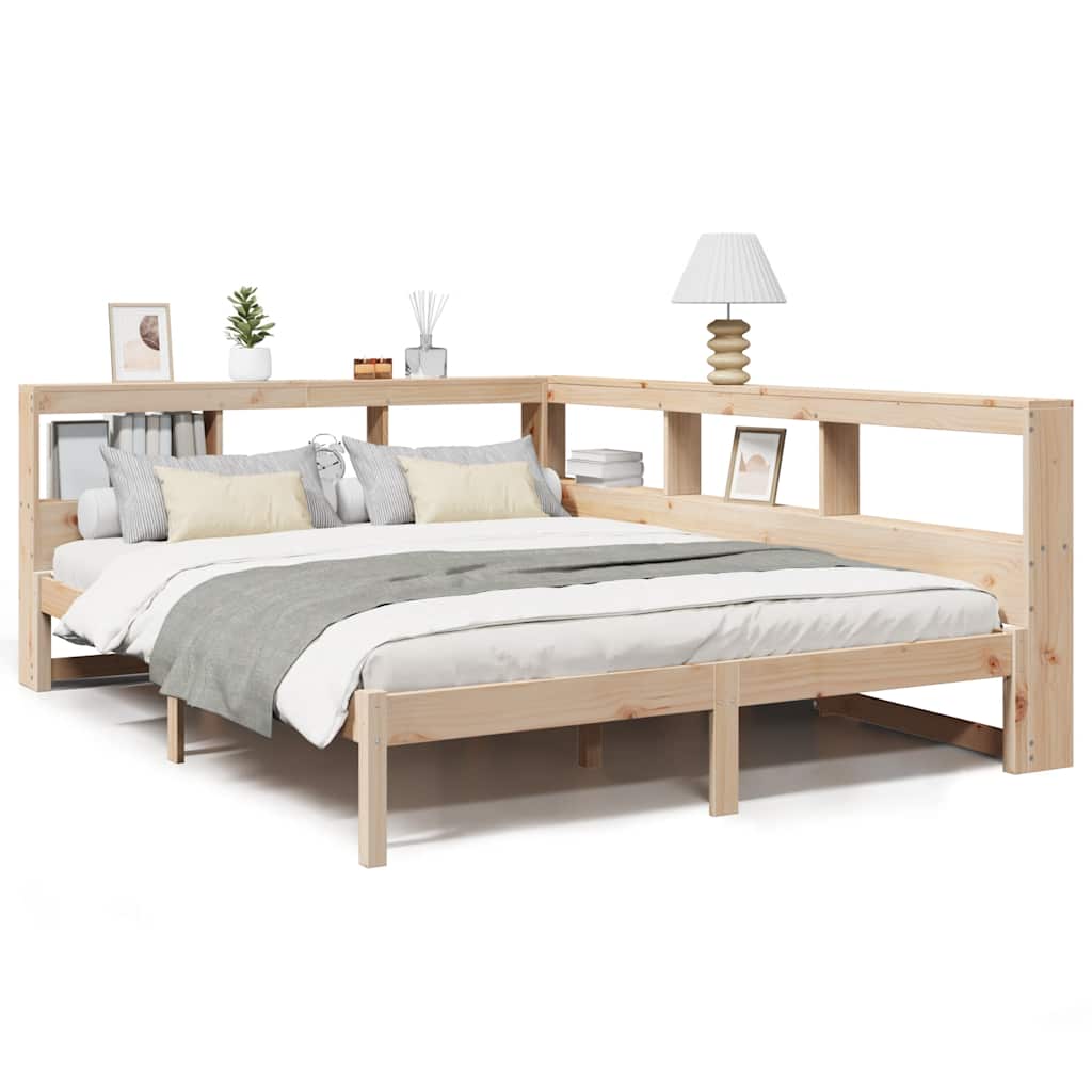 Massivholzbett mit Regal ohne Matratze 140x200 cm Kiefernholz