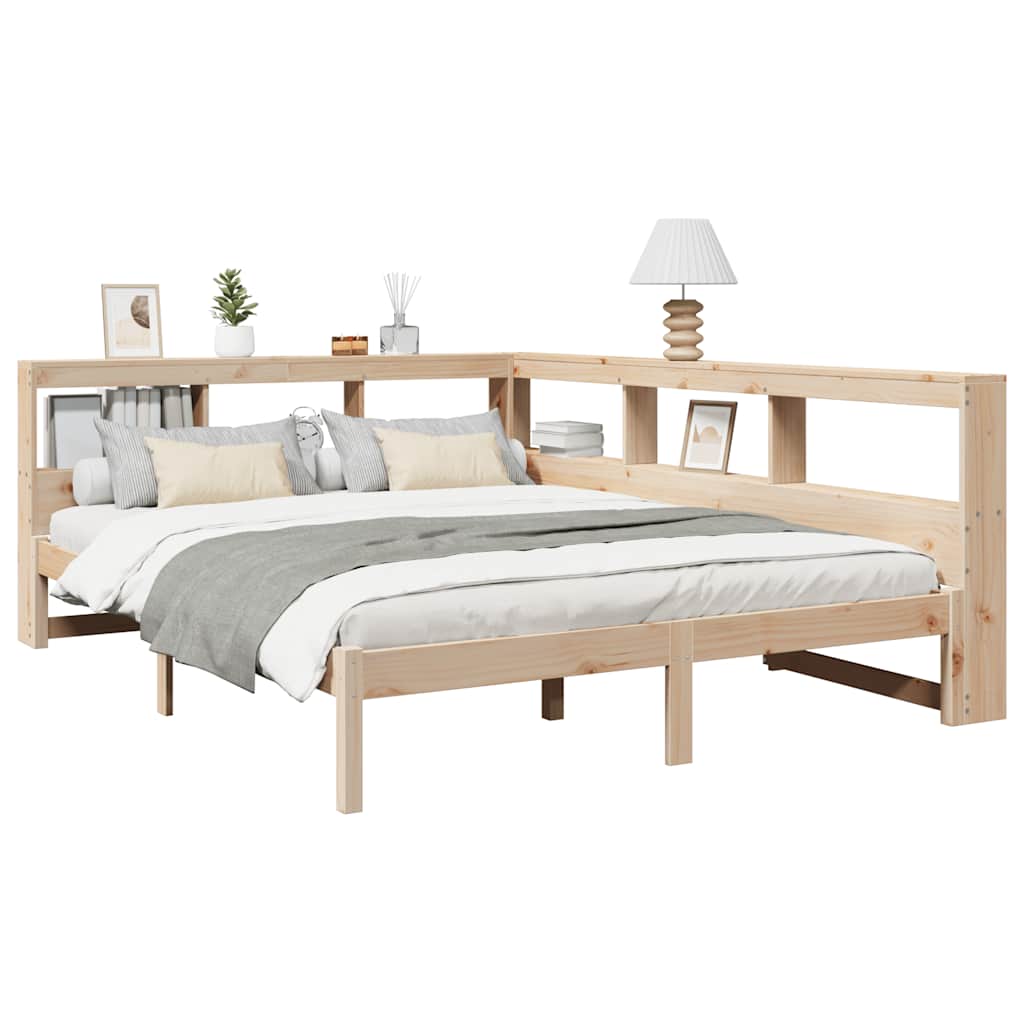 Massivholzbett mit Regal ohne Matratze 140x200 cm Kiefernholz