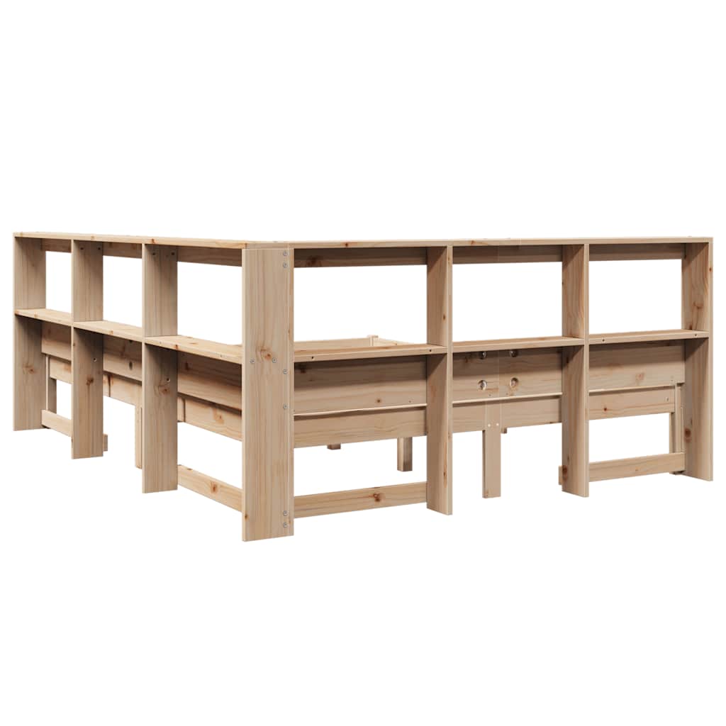 Massivholzbett mit Regal ohne Matratze 140x200 cm Kiefernholz