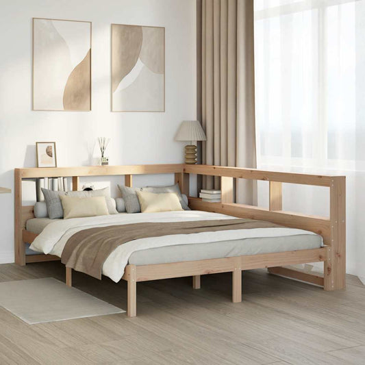 Massivholzbett mit Regal ohne Matratze 140x200 cm Kiefernholz