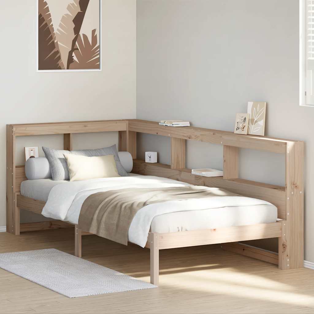 Massivholzbett mit Regal ohne Matratze 90x200 cm Kiefer