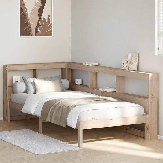 Massivholzbett mit Regal ohne Matratze 90x200 cm Kiefer