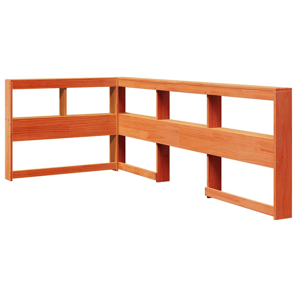 Massivholzbett mit Regal ohne Matratze Wachsbraun 90x200 cm