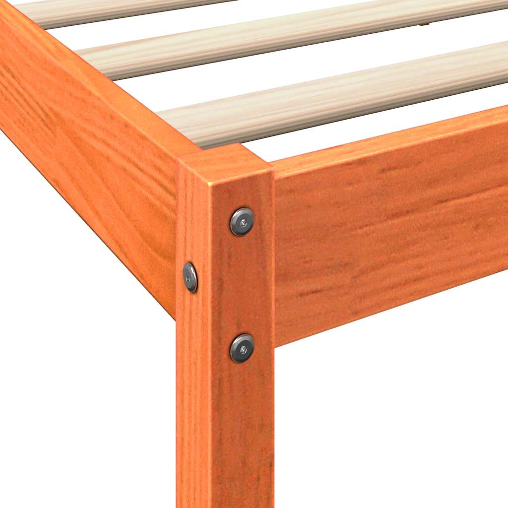 Massivholzbett mit Regal ohne Matratze Wachsbraun 90x200 cm