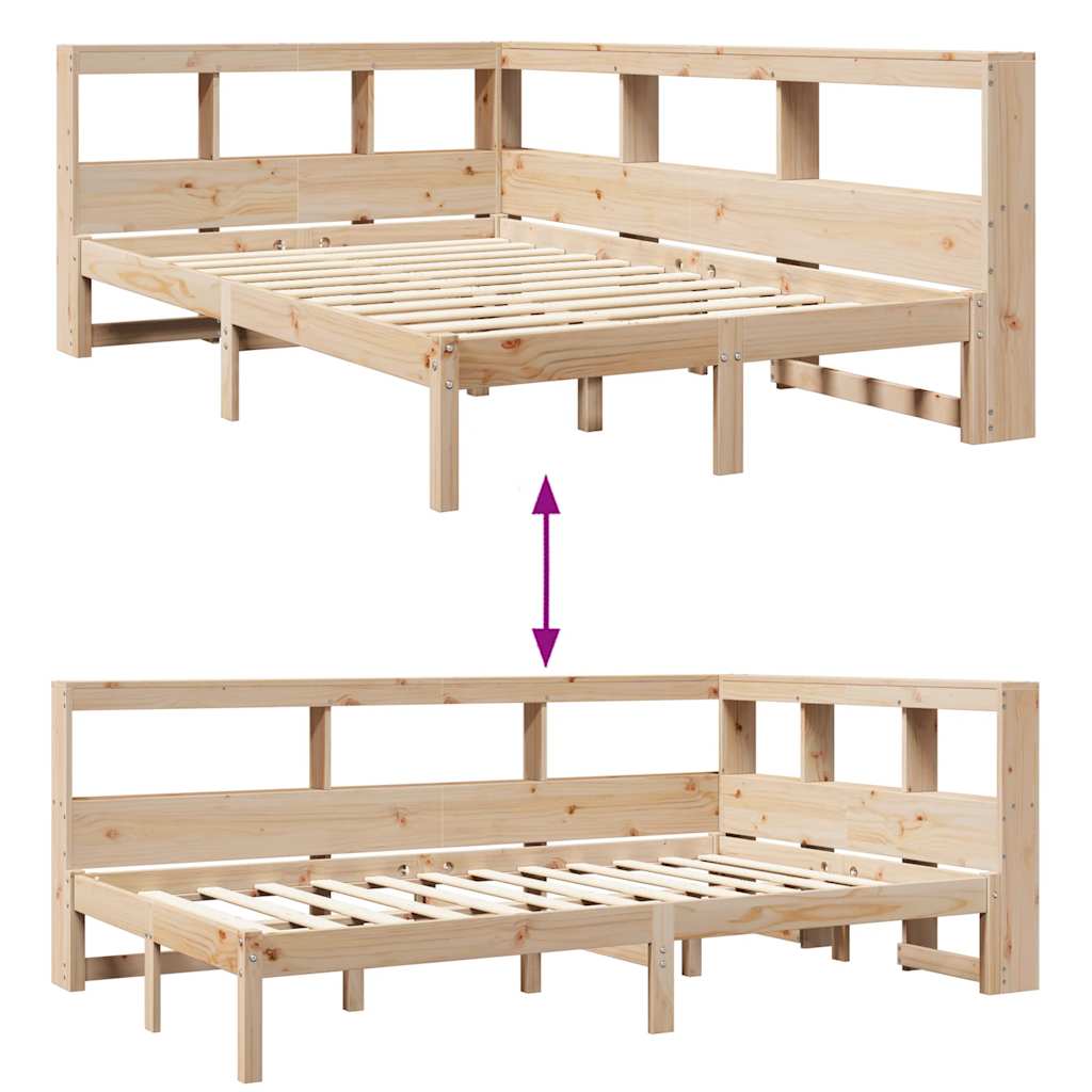 Massivholzbett mit Regal ohne Matratze 120x190 cm Kiefer