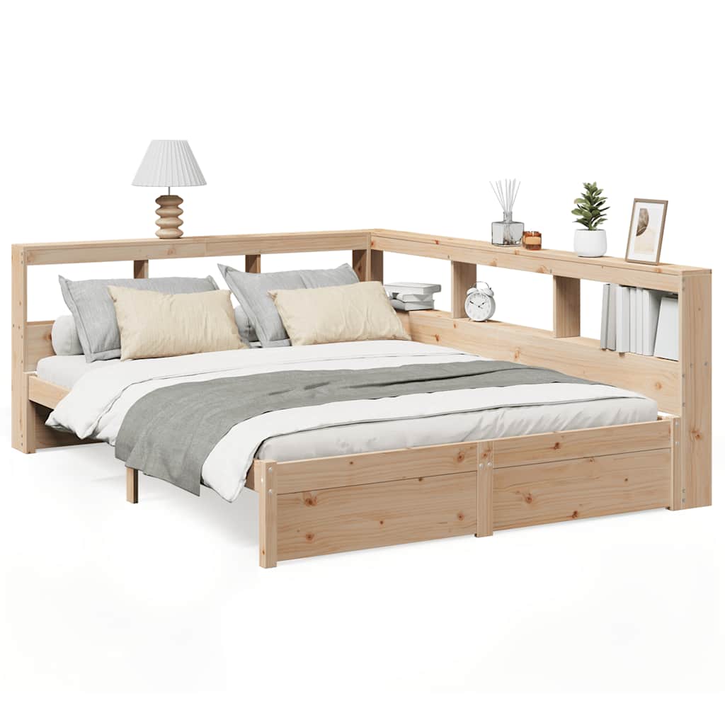 Massivholzbett mit Regal ohne Matratze 140x200 cm Kiefernholz