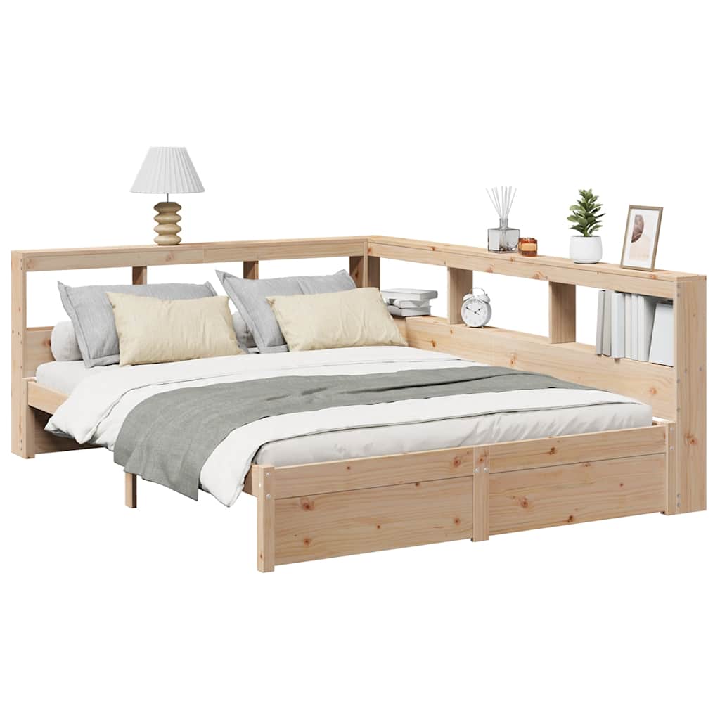 Massivholzbett mit Regal ohne Matratze 140x200 cm Kiefernholz