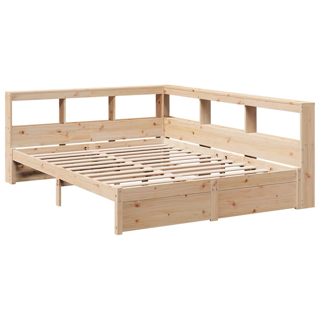 Massivholzbett mit Regal ohne Matratze 140x200 cm Kiefernholz