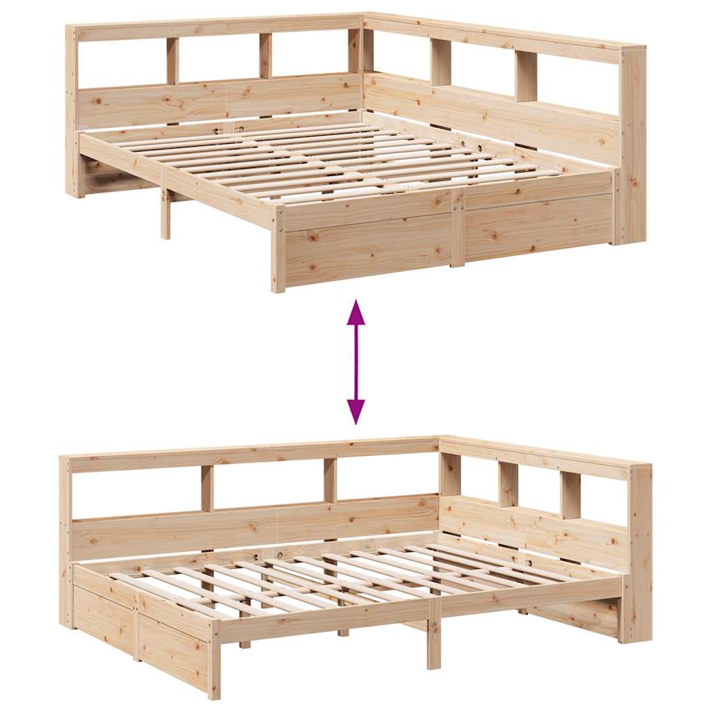 Massivholzbett mit Regal ohne Matratze 140x200 cm Kiefernholz