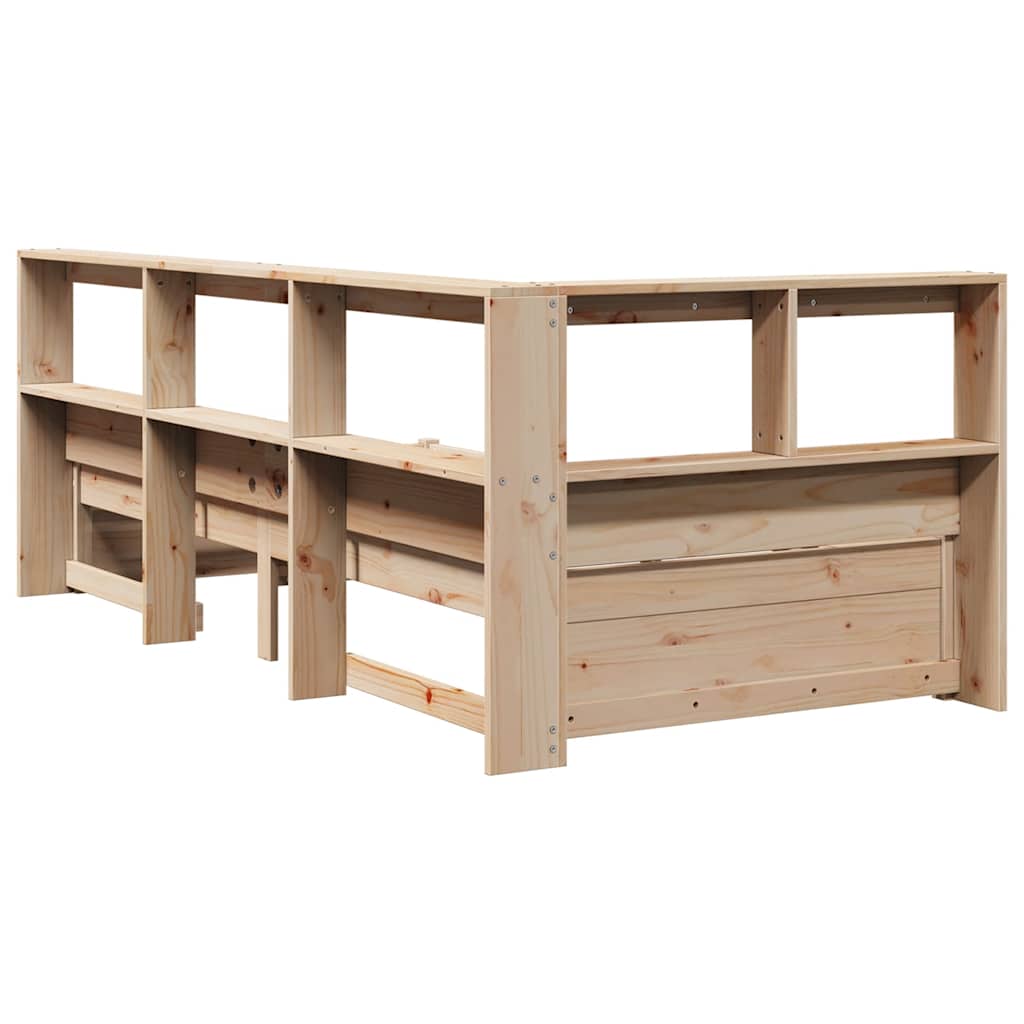 Massivholzbett mit Regal ohne Matratze 90x200 cm Kiefer