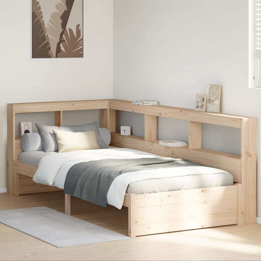Massivholzbett mit Regal ohne Matratze 90x200 cm Kiefer