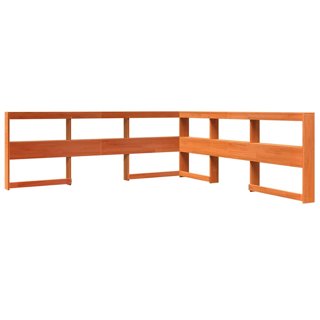 Massivholzbett mit Regal ohne Matratze Wachsbraun 180x200 cm
