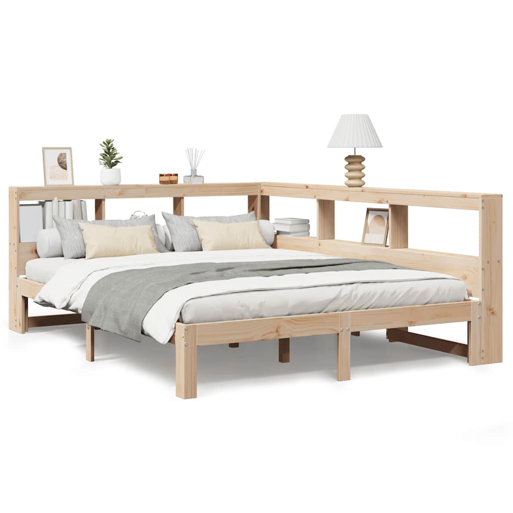 Massivholzbett mit Regal ohne Matratze 140x200 cm Kiefernholz