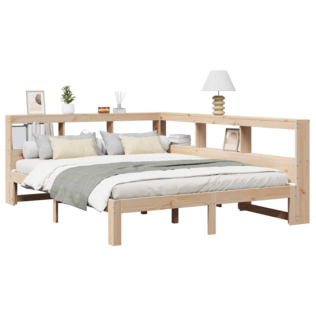 Massivholzbett mit Regal ohne Matratze 140x200 cm Kiefernholz
