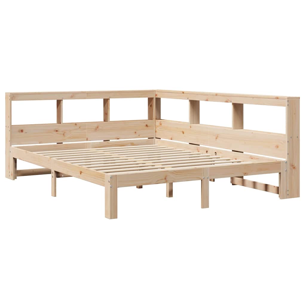 Massivholzbett mit Regal ohne Matratze 140x200 cm Kiefernholz