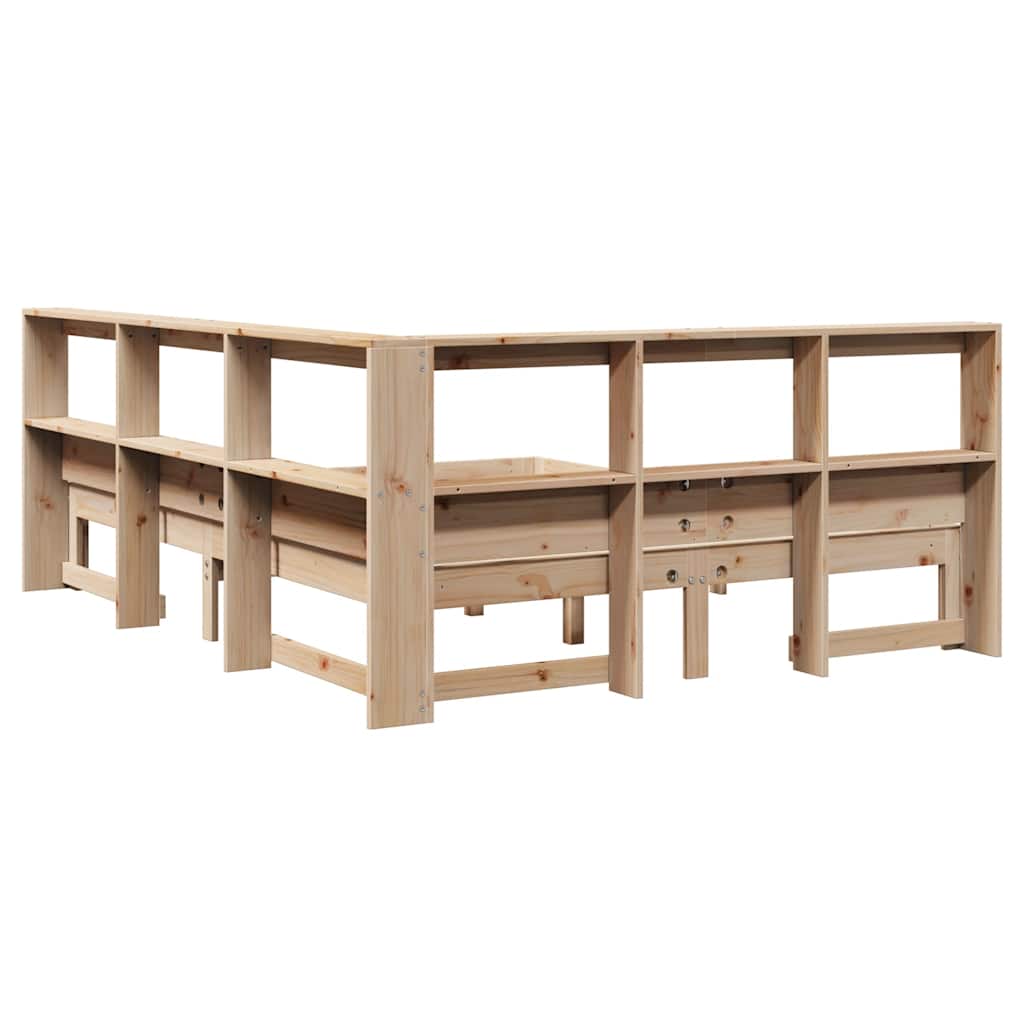 Massivholzbett mit Regal ohne Matratze 140x200 cm Kiefernholz