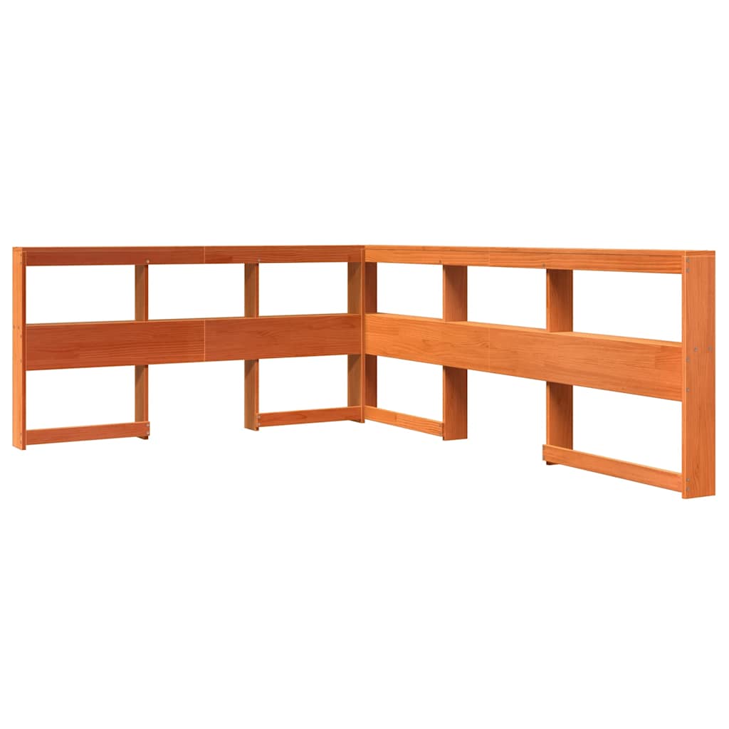 Massivholzbett mit Regal ohne Matratze Wachsbraun 140x200 cm