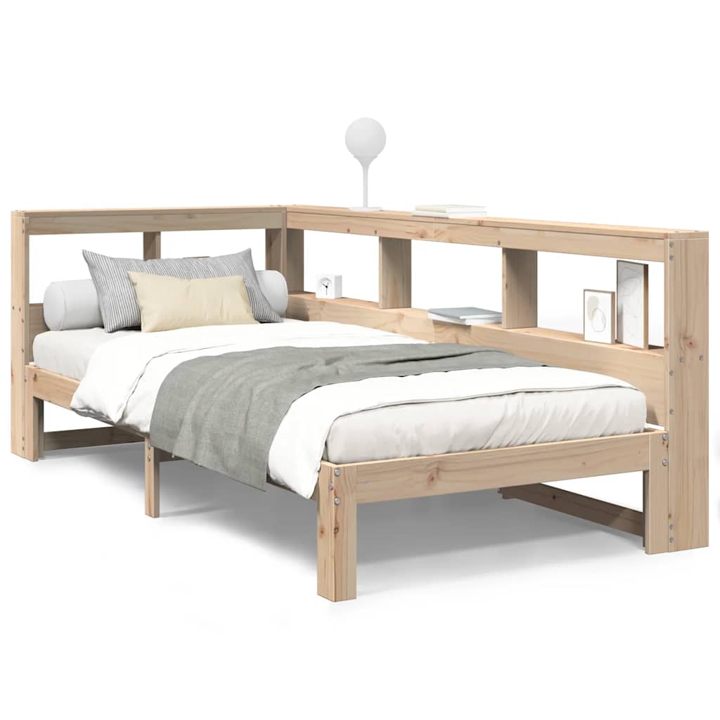 Massivholzbett mit Regal ohne Matratze 90x200 cm Kiefer