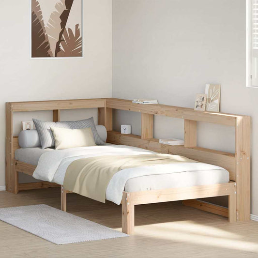 Massivholzbett mit Regal ohne Matratze 90x200 cm Kiefer