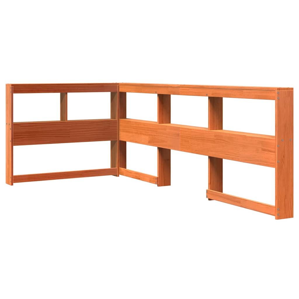 Massivholzbett mit Regal ohne Matratze Wachsbraun 90x200 cm