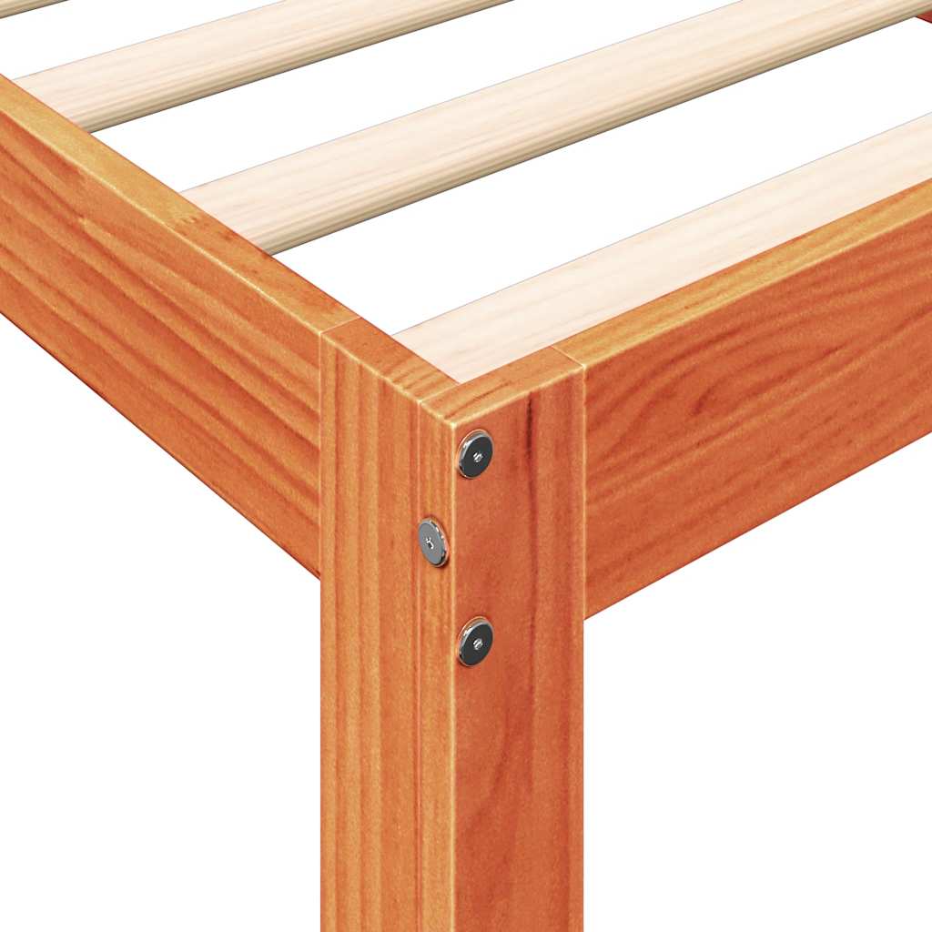 Massivholzbett mit Regal ohne Matratze Wachsbraun 90x200 cm