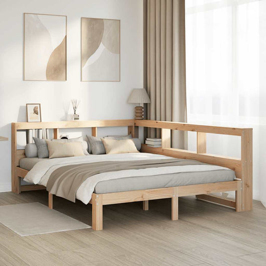 Massivholzbett mit Regal ohne Matratze 140x190 cm Kiefernholz